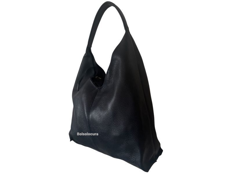 Un bolso hobo mediano de piel para mujer. De color negro