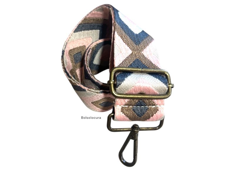Correas o Asas para bolsos y bandoleras regulables. Rombos color rosa, gris y marrón