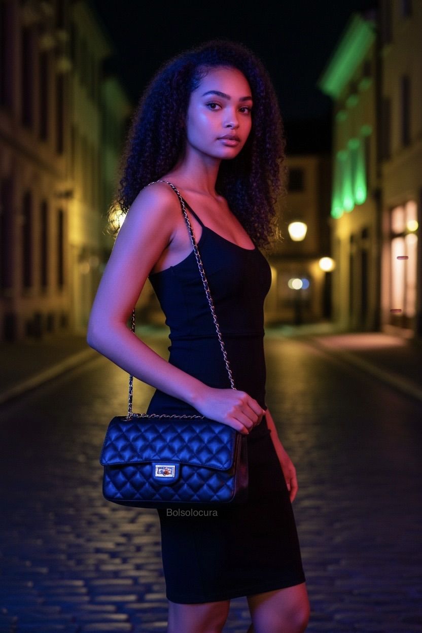 Bolso y bandolera de piel con cadena estilo 2,55 de channel en color