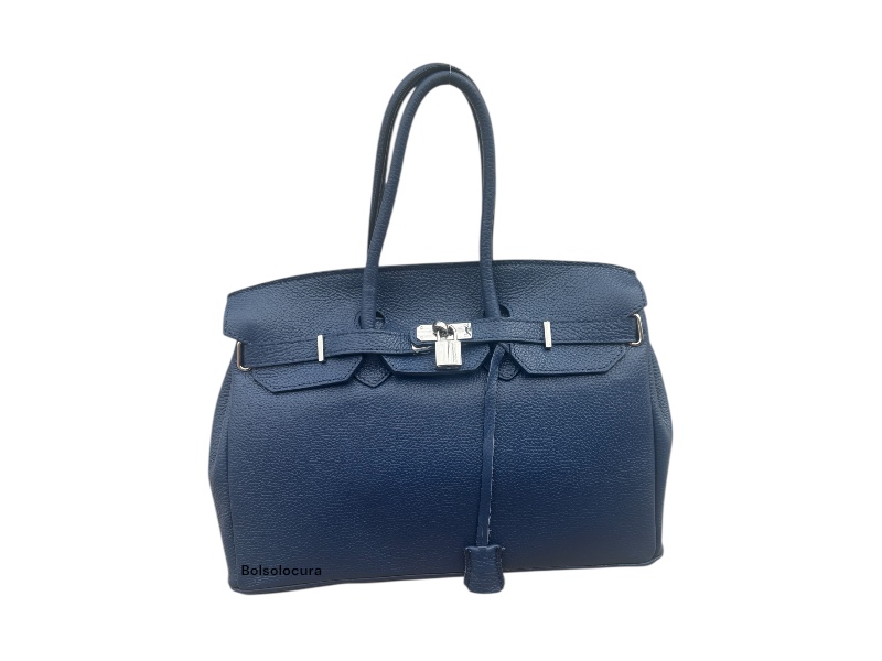 Bolso de mano de piel en color azul marino