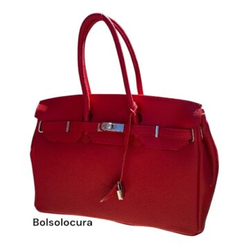 Bolso de mano de piel en color rojo