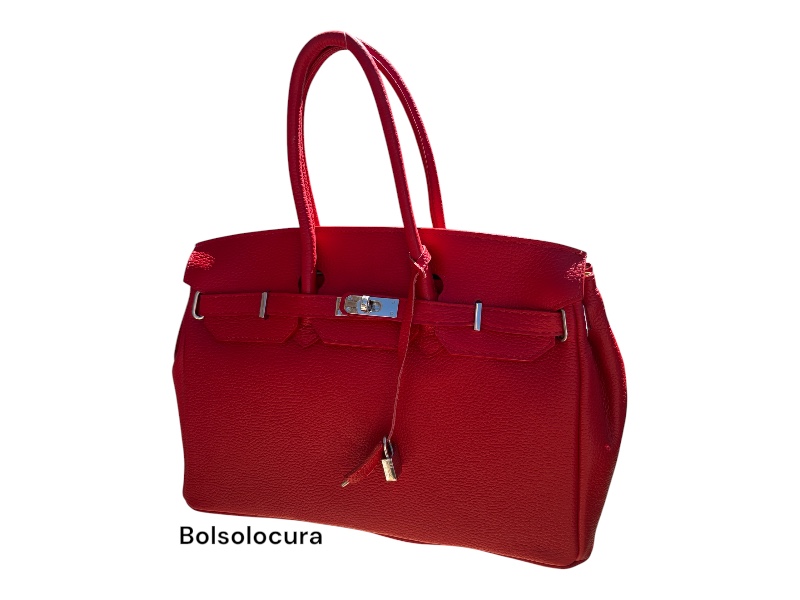Bolso de mano de piel en color rojo